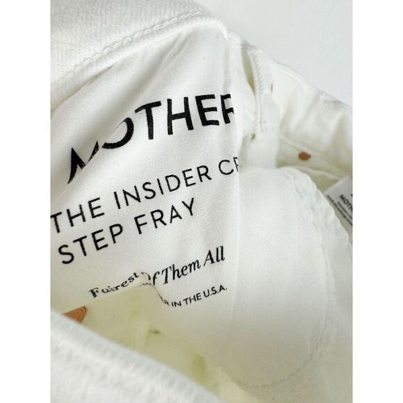 MOTHER Sz 24 The Insider Crop Step Fray Fairest White Straight Leg Jeans - Picture 9 of 11